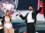 Ele é o fã número 1 dela! Travis Kelce, o campeão do Superbowl de Taylor Swift, PERFORMA no palco com ela em Wembley -a pelo palco e depois abanando-a para o deleite da multidão